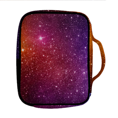 Colorful Stardust Galaxy Space Print Front Pocket Bible Bag