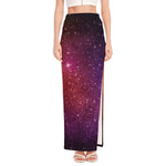 Colorful Stardust Galaxy Space Print High Slit Maxi Skirt