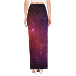 Colorful Stardust Galaxy Space Print High Slit Maxi Skirt