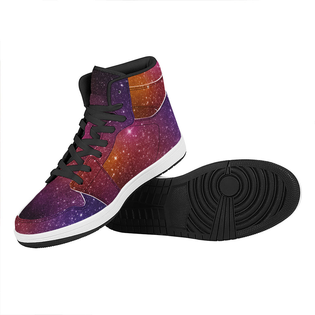 Colorful Stardust Galaxy Space Print High Top Leather Sneakers