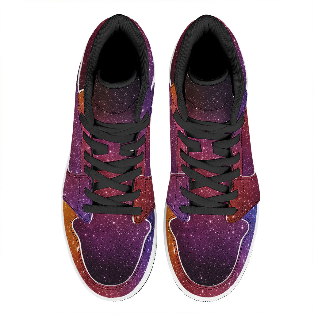 Colorful Stardust Galaxy Space Print High Top Leather Sneakers