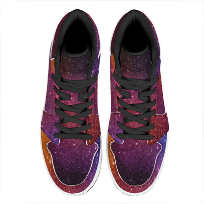 Colorful Stardust Galaxy Space Print High Top Leather Sneakers
