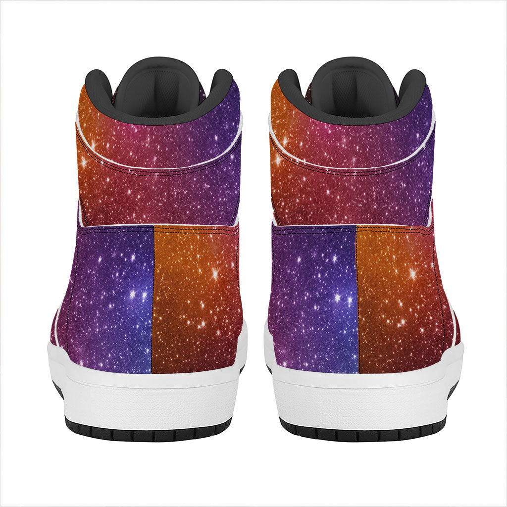 Colorful Stardust Galaxy Space Print High Top Leather Sneakers