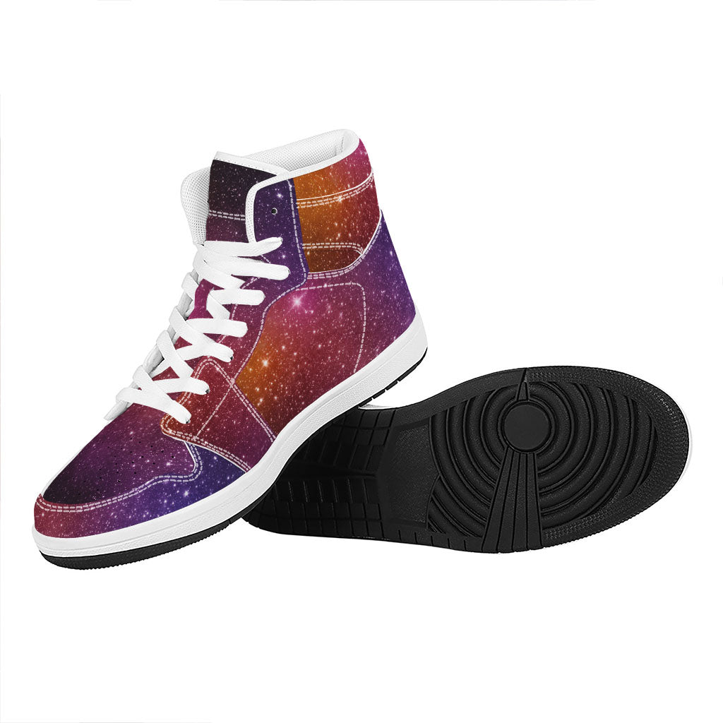 Colorful Stardust Galaxy Space Print High Top Leather Sneakers