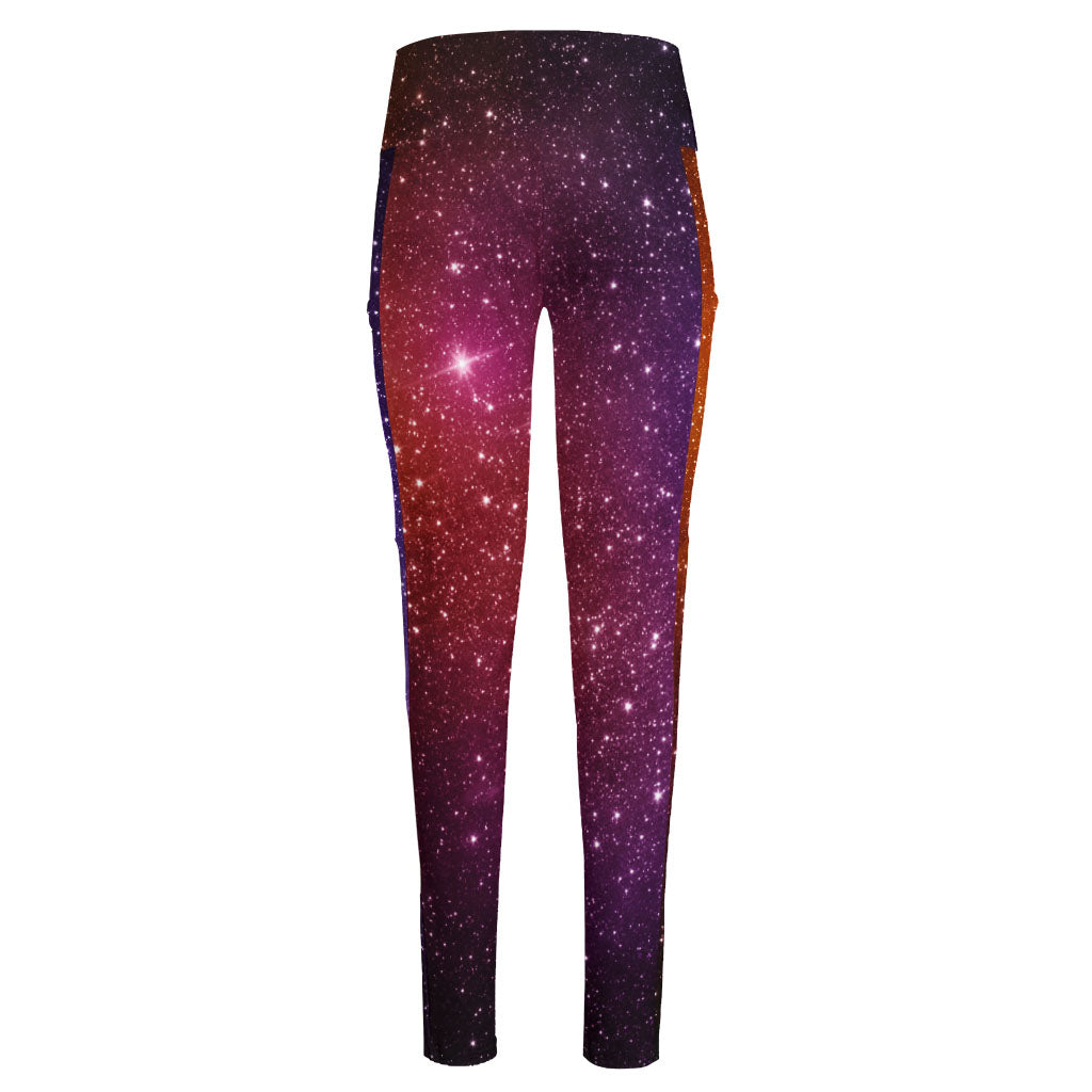 Colorful Stardust Galaxy Space Print High-Waisted Pocket Leggings