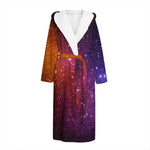 Colorful Stardust Galaxy Space Print Hooded Bathrobe