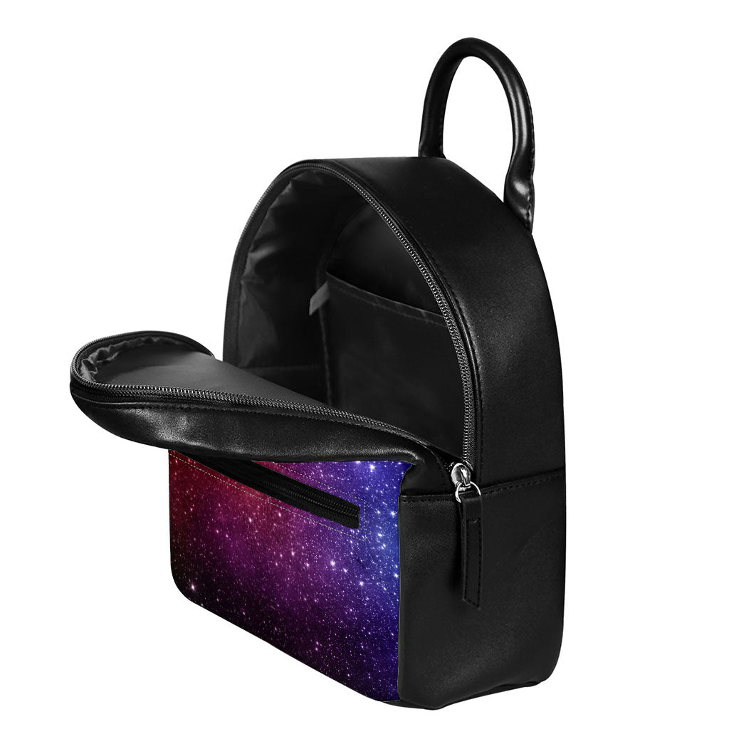 Colorful Stardust Galaxy Space Print Leather Backpack