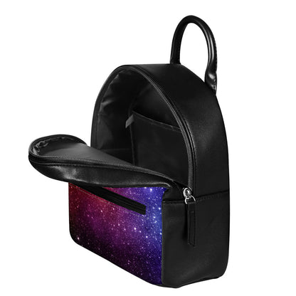 Colorful Stardust Galaxy Space Print Leather Backpack