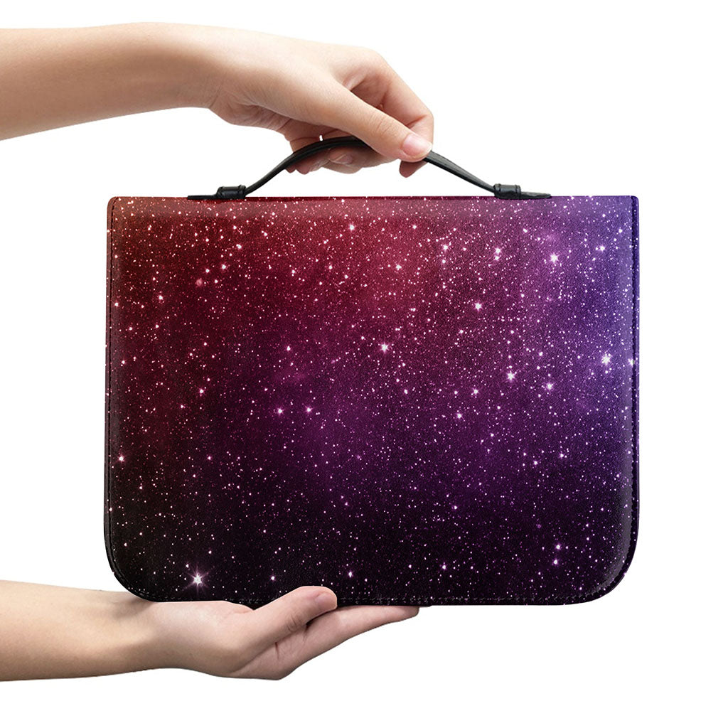 Colorful Stardust Galaxy Space Print Leather Bible Cover