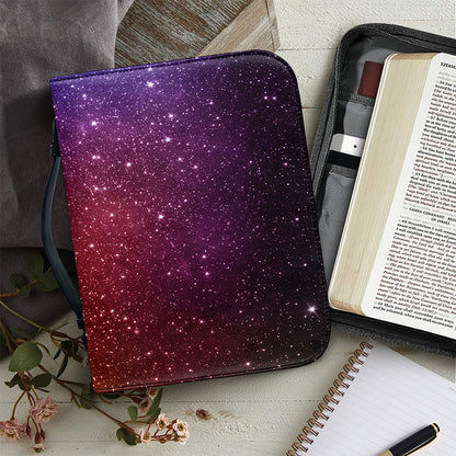 Colorful Stardust Galaxy Space Print Leather Bible Cover