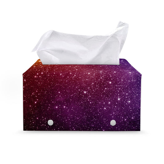 Colorful Stardust Galaxy Space Print Leather Tissue Box Cover