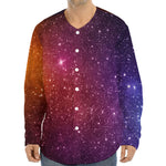 Colorful Stardust Galaxy Space Print Long Sleeve Baseball Jersey