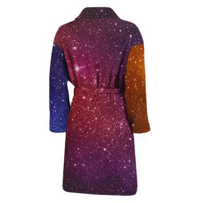 Colorful Stardust Galaxy Space Print Men's Bathrobe