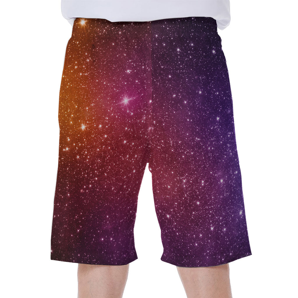 Colorful Stardust Galaxy Space Print Men's Beach Shorts