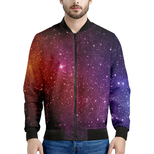 Colorful Stardust Galaxy Space Print Men's Bomber Jacket
