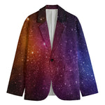 Colorful Stardust Galaxy Space Print Men's Cotton Blazer