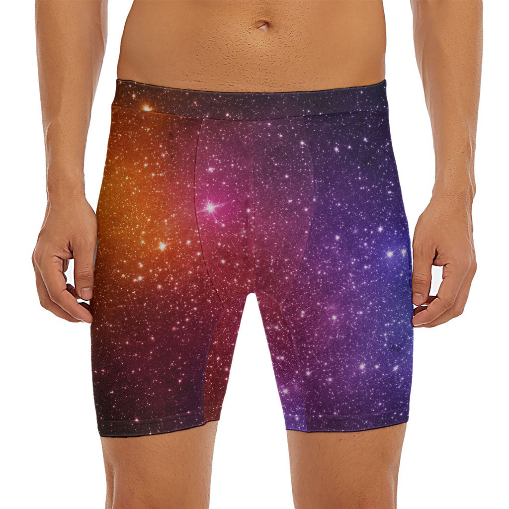 Colorful Stardust Galaxy Space Print Men's Long Boxer Briefs