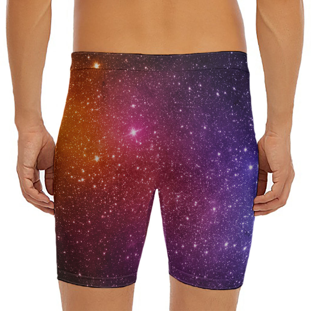 Colorful Stardust Galaxy Space Print Men's Long Boxer Briefs