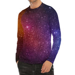 Colorful Stardust Galaxy Space Print Men's Long Sleeve Rash Guard