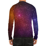 Colorful Stardust Galaxy Space Print Men's Long Sleeve Rash Guard