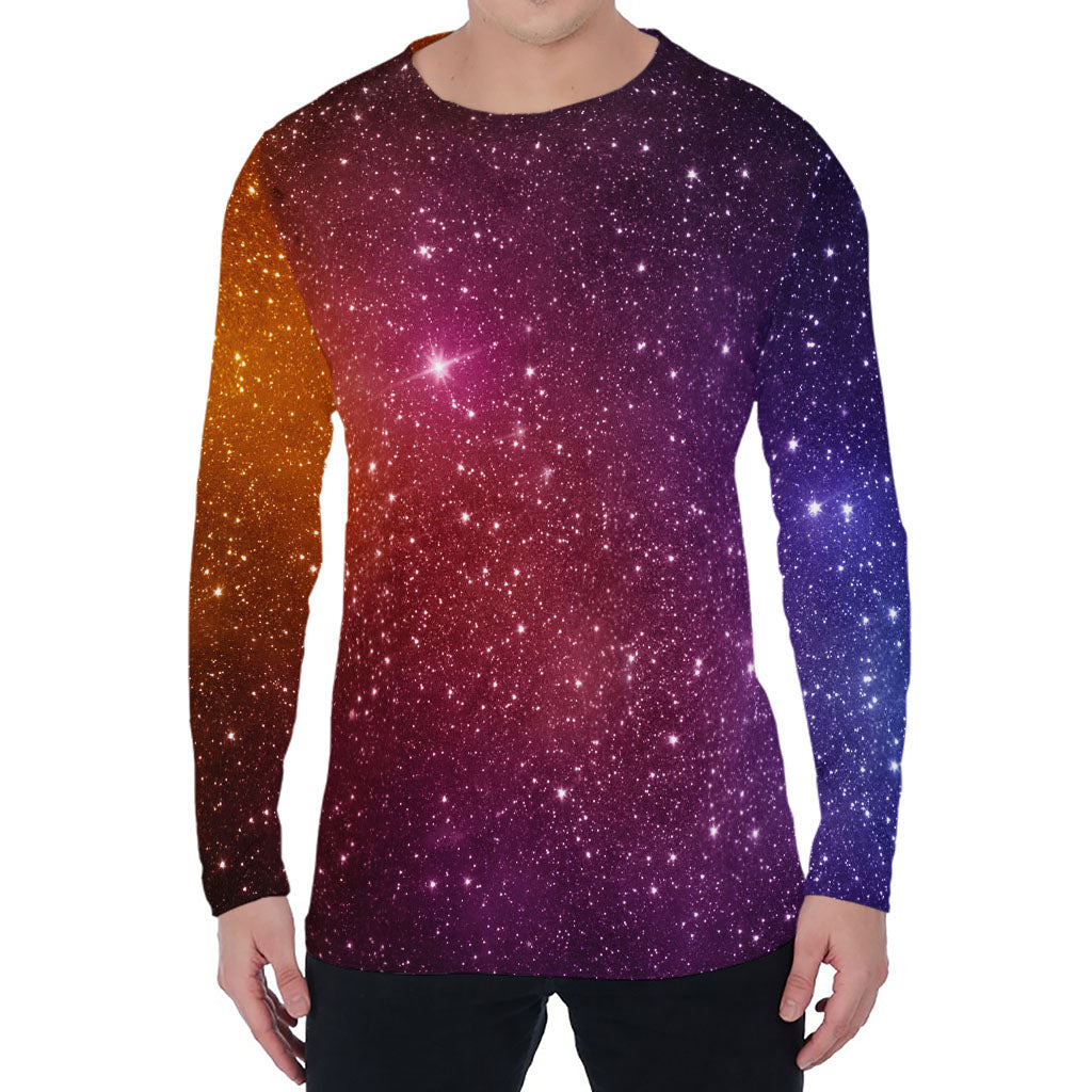 Colorful Stardust Galaxy Space Print Men's Long Sleeve T-Shirt