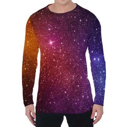 Colorful Stardust Galaxy Space Print Men's Long Sleeve T-Shirt