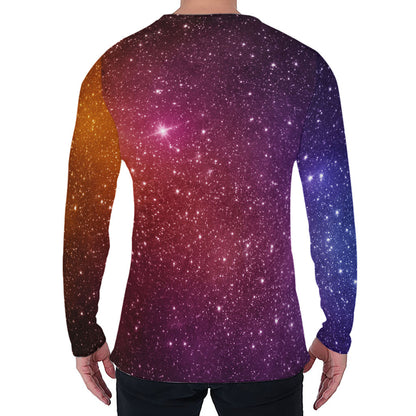 Colorful Stardust Galaxy Space Print Men's Long Sleeve T-Shirt