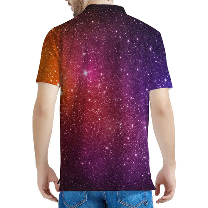 Colorful Stardust Galaxy Space Print Men's Polo Shirt