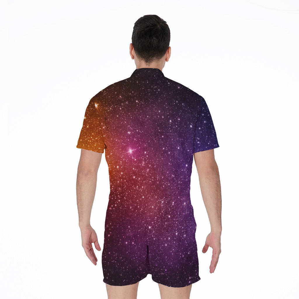 Colorful Stardust Galaxy Space Print Men's Rompers
