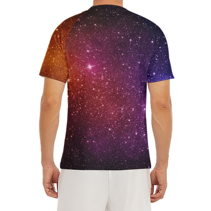 Colorful Stardust Galaxy Space Print Men's Short Sleeve Rash Guard