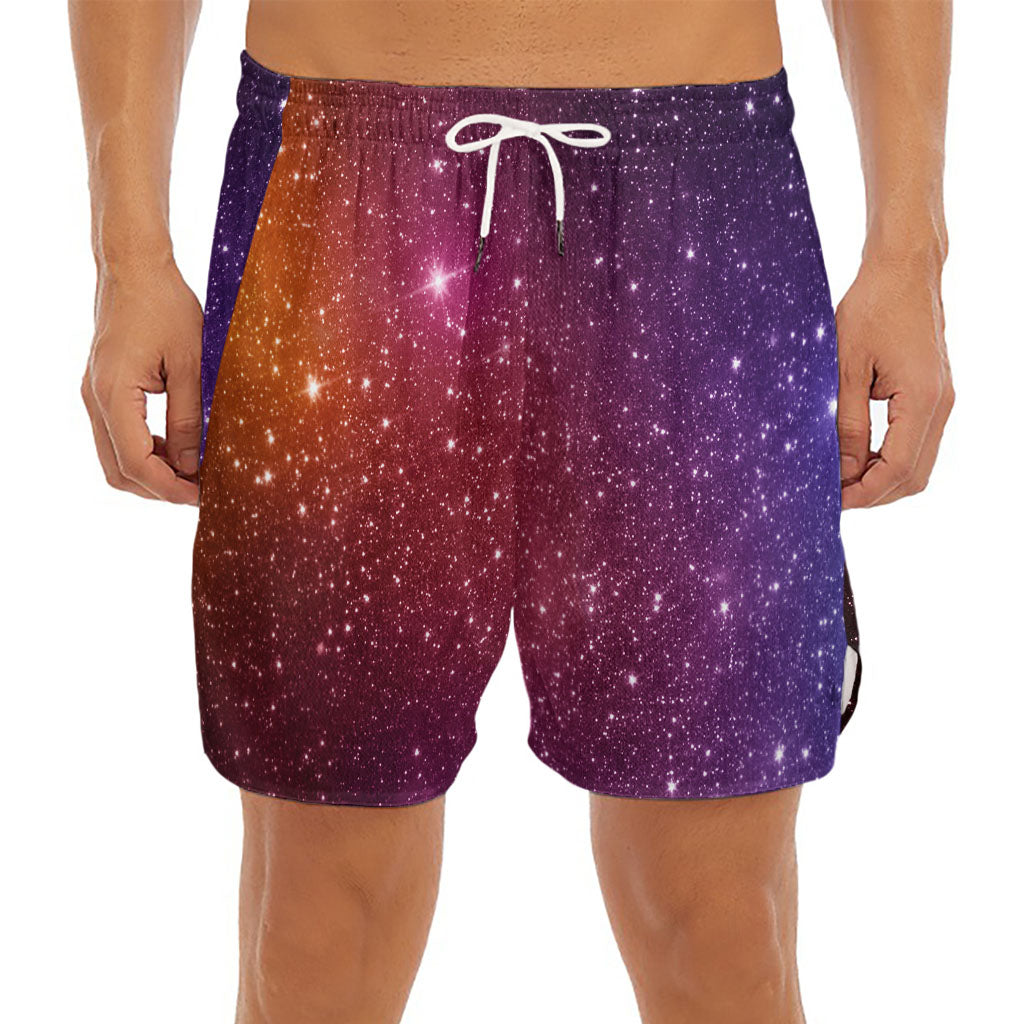 Colorful Stardust Galaxy Space Print Men's Split Running Shorts