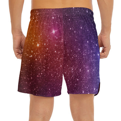 Colorful Stardust Galaxy Space Print Men's Split Running Shorts