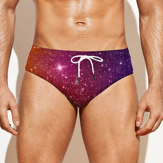Colorful Stardust Galaxy Space Print Men's Swim Briefs