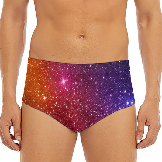 Colorful Stardust Galaxy Space Print Men's Triangle Swim Briefs