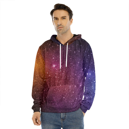 Colorful Stardust Galaxy Space Print Men's Velvet Pullover Hoodie
