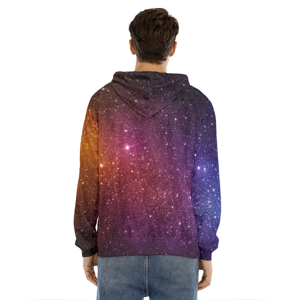 Colorful Stardust Galaxy Space Print Men's Velvet Pullover Hoodie