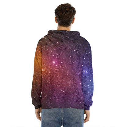 Colorful Stardust Galaxy Space Print Men's Velvet Pullover Hoodie
