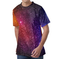 Colorful Stardust Galaxy Space Print Men's Velvet T-Shirt