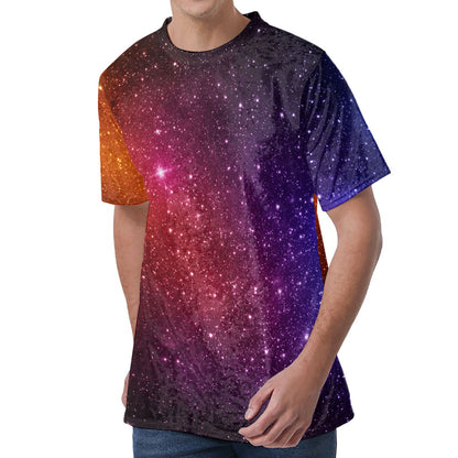 Colorful Stardust Galaxy Space Print Men's Velvet T-Shirt