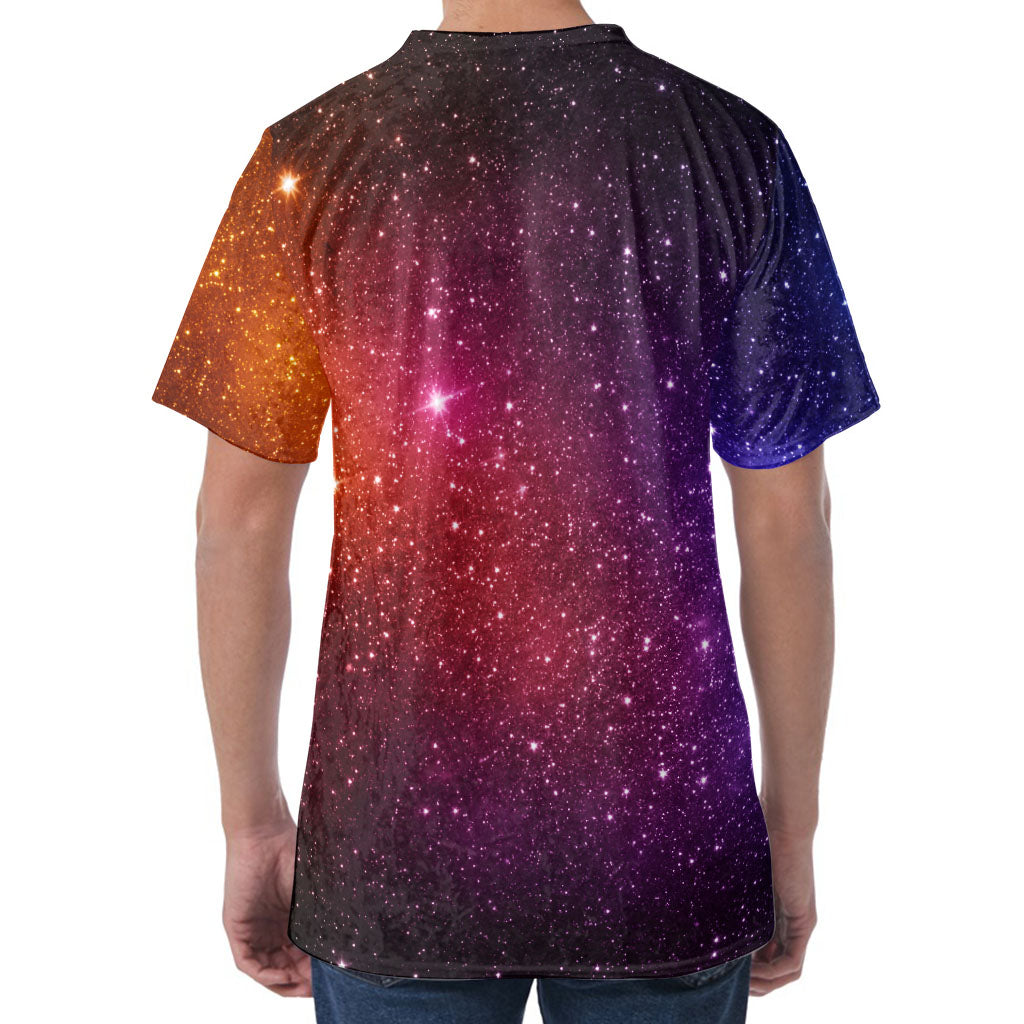 Colorful Stardust Galaxy Space Print Men's Velvet T-Shirt