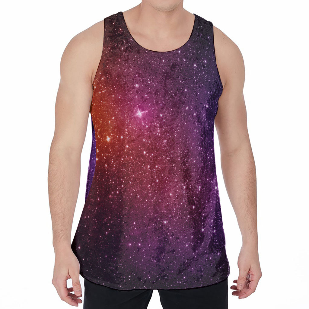 Colorful Stardust Galaxy Space Print Men's Velvet Tank Top