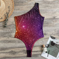 Colorful Stardust Galaxy Space Print One Shoulder Bodysuit