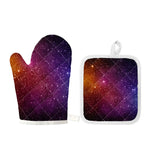 Colorful Stardust Galaxy Space Print Oven Mitt And Pot Holder Set