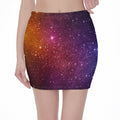 Colorful Stardust Galaxy Space Print Pencil Mini Skirt
