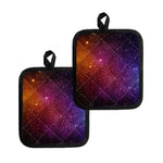 Colorful Stardust Galaxy Space Print Pot Holders