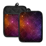 Colorful Stardust Galaxy Space Print Pot Holders With Pocket