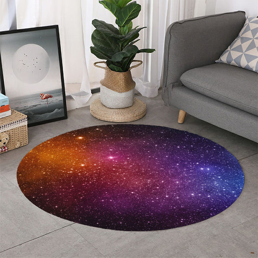 Colorful Stardust Galaxy Space Print Round Rug