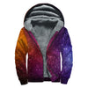 Colorful Stardust Galaxy Space Print Sherpa Lined Zip Up Hoodie