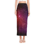 Colorful Stardust Galaxy Space Print Side Slit Maxi Skirt