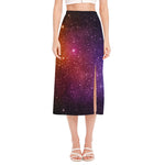 Colorful Stardust Galaxy Space Print Side Slit Midi Skirt
